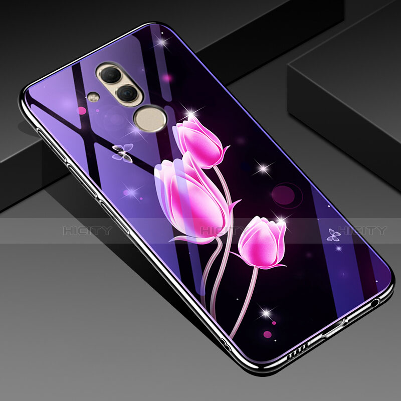 Coque Contour Silicone et Vitre Fleurs Miroir Etui Housse H01 pour Huawei Mate 20 Lite Plus