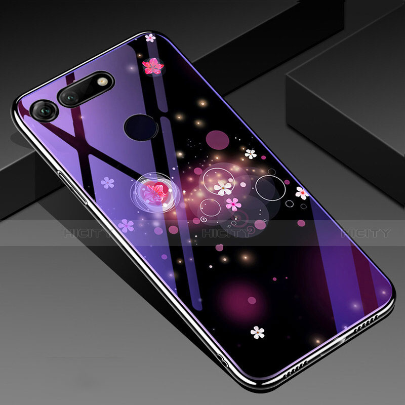 Coque Contour Silicone et Vitre Fleurs Miroir Etui Housse K01 pour Huawei Honor View 20 Colorful Plus