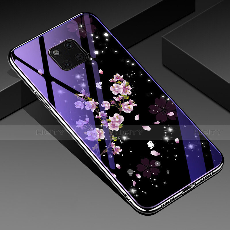 Coque Contour Silicone et Vitre Fleurs Miroir Etui Housse K01 pour Huawei Mate 20 Pro Mixte Plus