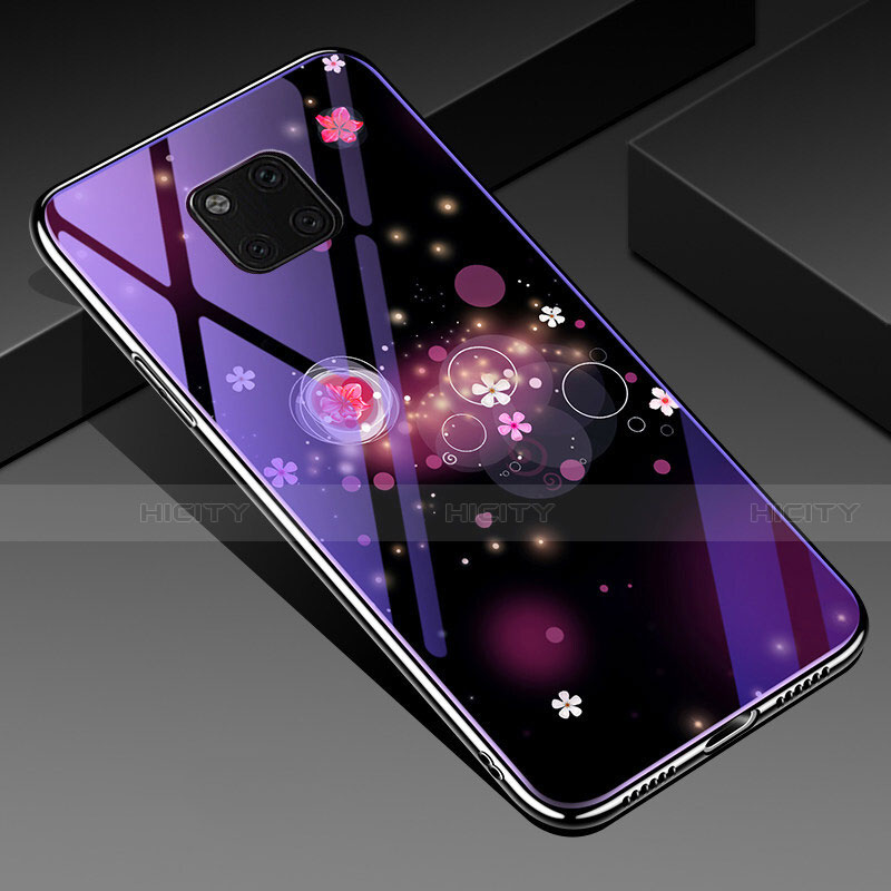 Coque Contour Silicone et Vitre Fleurs Miroir Etui Housse K01 pour Huawei Mate 20 Pro Plus