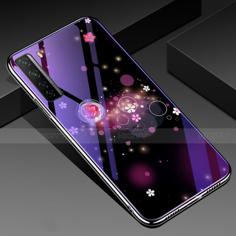 Coque Contour Silicone et Vitre Fleurs Miroir Etui Housse K01 pour Huawei Nova 7 SE 5G Plus