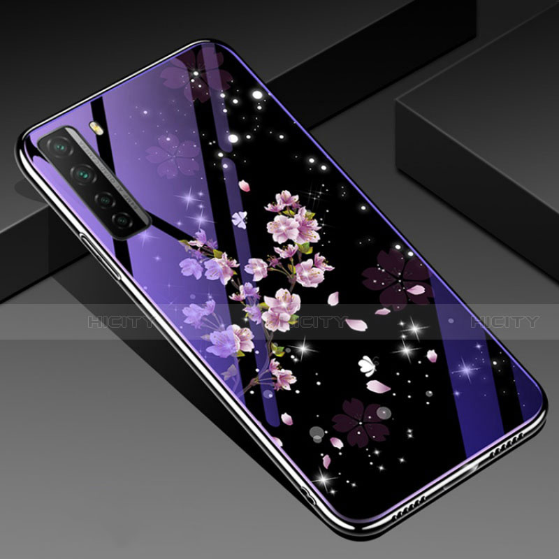 Coque Contour Silicone et Vitre Fleurs Miroir Etui Housse K01 pour Huawei P40 Lite 5G Mixte Plus