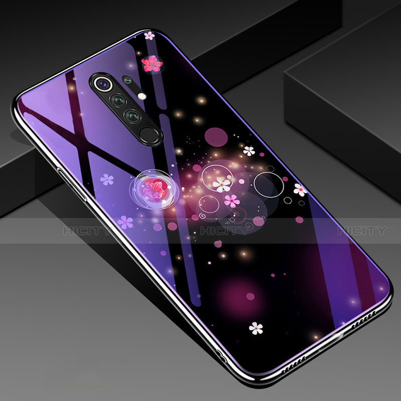 Coque Contour Silicone et Vitre Fleurs Miroir Etui Housse K01 pour Xiaomi Redmi Note 8 Pro Plus