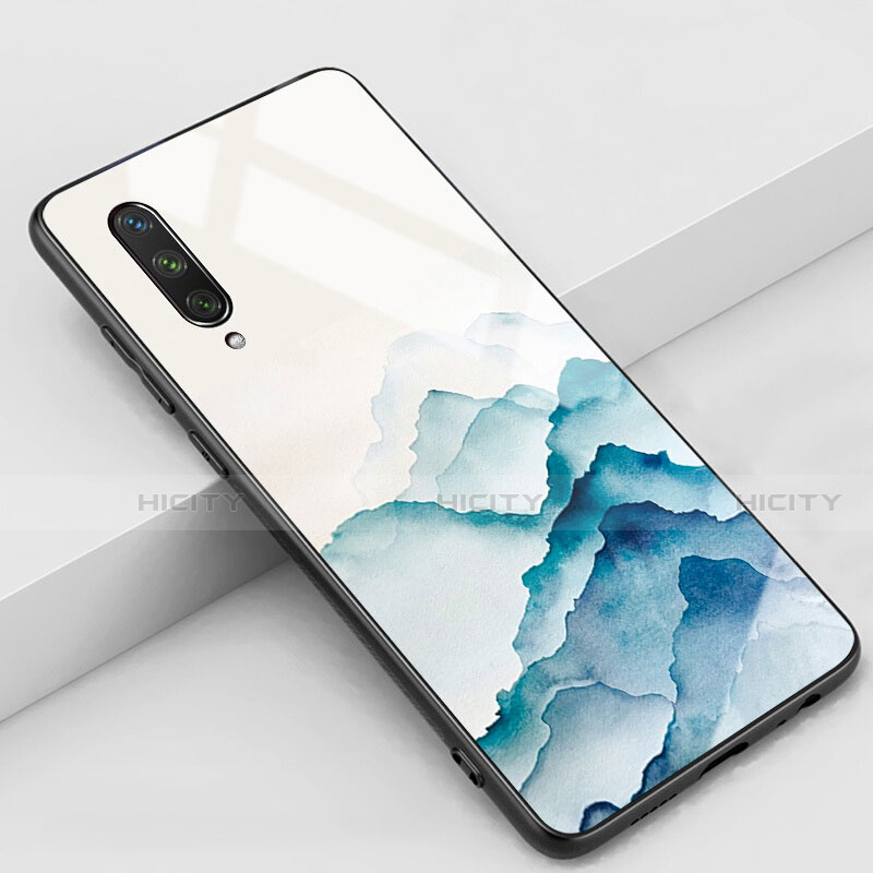 Coque Contour Silicone et Vitre Fleurs Miroir Etui Housse K02 pour Xiaomi Mi A3 Blanc Plus