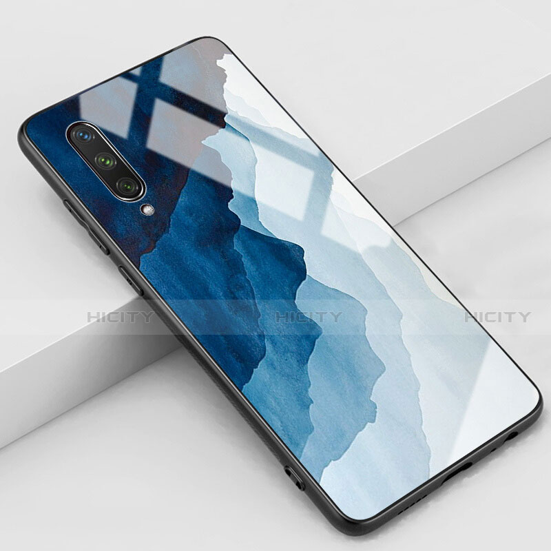 Coque Contour Silicone et Vitre Fleurs Miroir Etui Housse K02 pour Xiaomi Mi A3 Bleu Plus