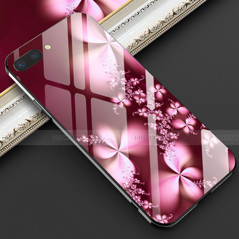 Coque Contour Silicone et Vitre Fleurs Miroir Etui Housse M03 pour Oppo R15X Plus