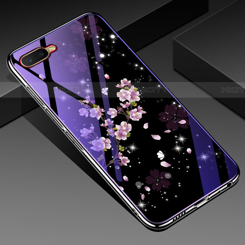 Coque Contour Silicone et Vitre Fleurs Miroir Etui Housse M04 pour Oppo RX17 Neo Mixte Plus