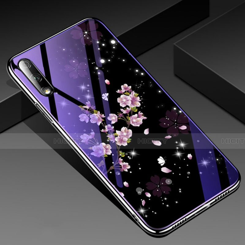 Coque Contour Silicone et Vitre Fleurs Miroir Etui Housse pour Huawei Honor 9X Plus