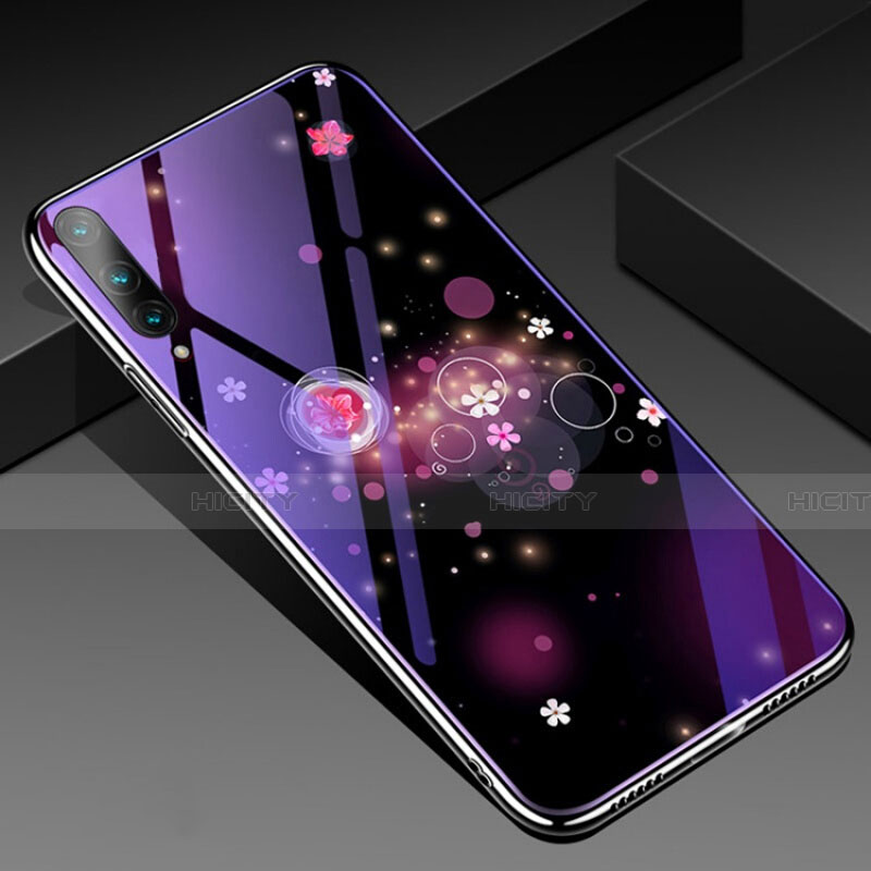 Coque Contour Silicone et Vitre Fleurs Miroir Etui Housse pour Huawei Honor 9X Pro Plus