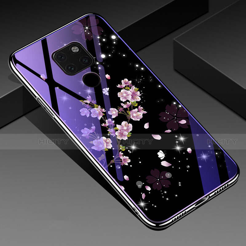 Coque Contour Silicone et Vitre Fleurs Miroir Etui Housse pour Huawei Mate 20 X 5G Mixte Plus