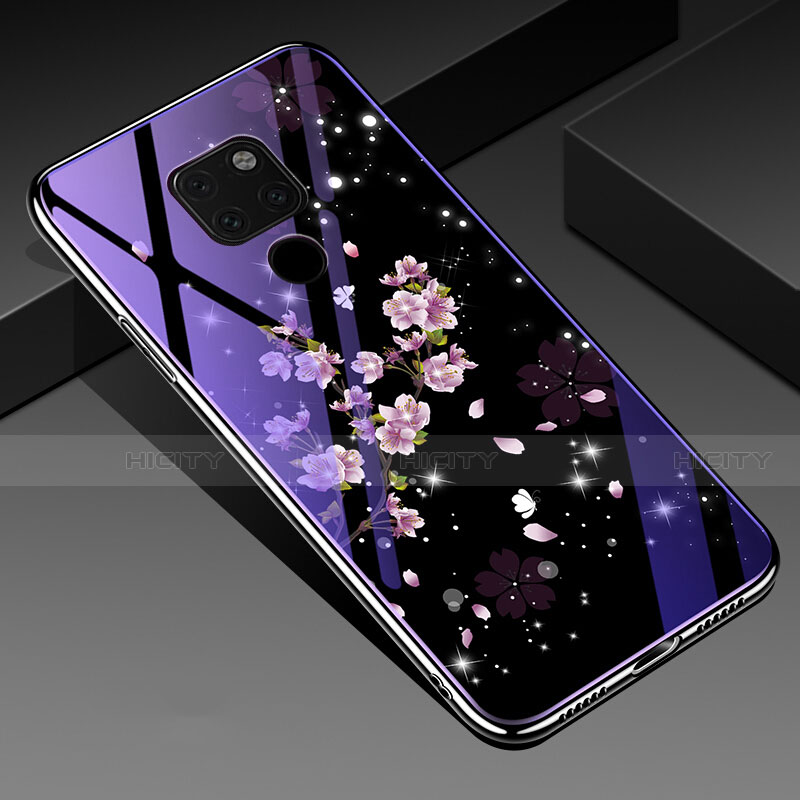 Coque Contour Silicone et Vitre Fleurs Miroir Etui Housse pour Huawei Mate 20 X 5G Plus