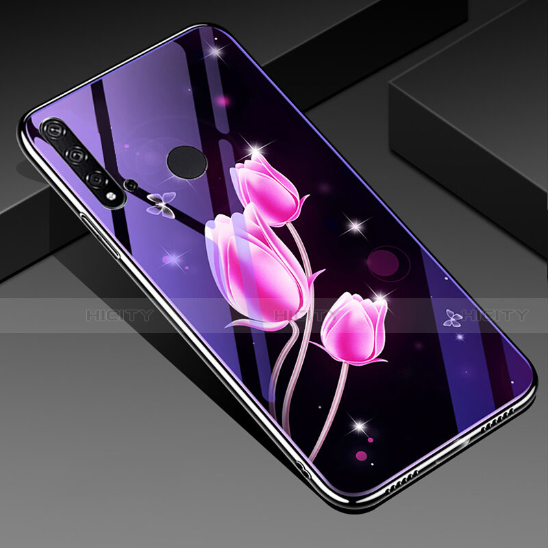 Coque Contour Silicone et Vitre Fleurs Miroir Etui Housse pour Huawei Nova 5i Plus