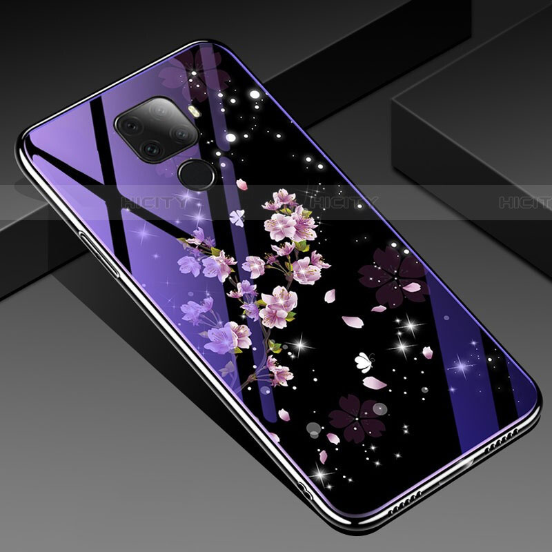 Coque Contour Silicone et Vitre Fleurs Miroir Etui Housse pour Huawei Nova 5z Mixte Plus