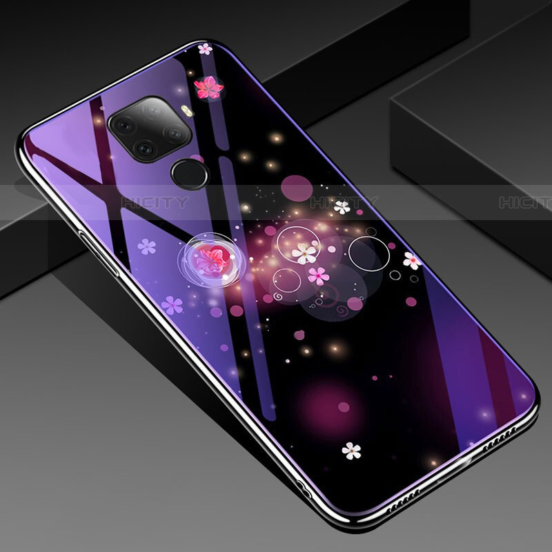 Coque Contour Silicone et Vitre Fleurs Miroir Etui Housse pour Huawei Nova 5z Plus