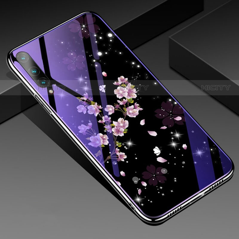 Coque Contour Silicone et Vitre Fleurs Miroir Etui Housse pour Huawei P Smart Pro (2019) Plus
