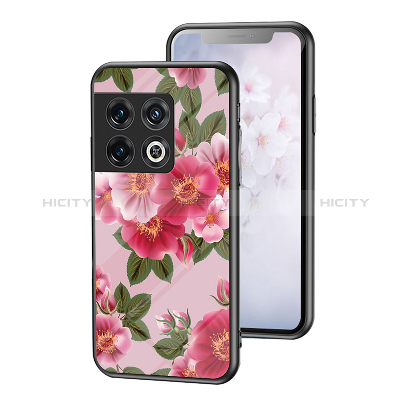 Coque Contour Silicone et Vitre Fleurs Miroir Etui Housse pour OnePlus 10 Pro 5G Plus