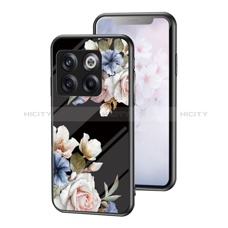 Coque Contour Silicone et Vitre Fleurs Miroir Etui Housse pour OnePlus 10T 5G Plus