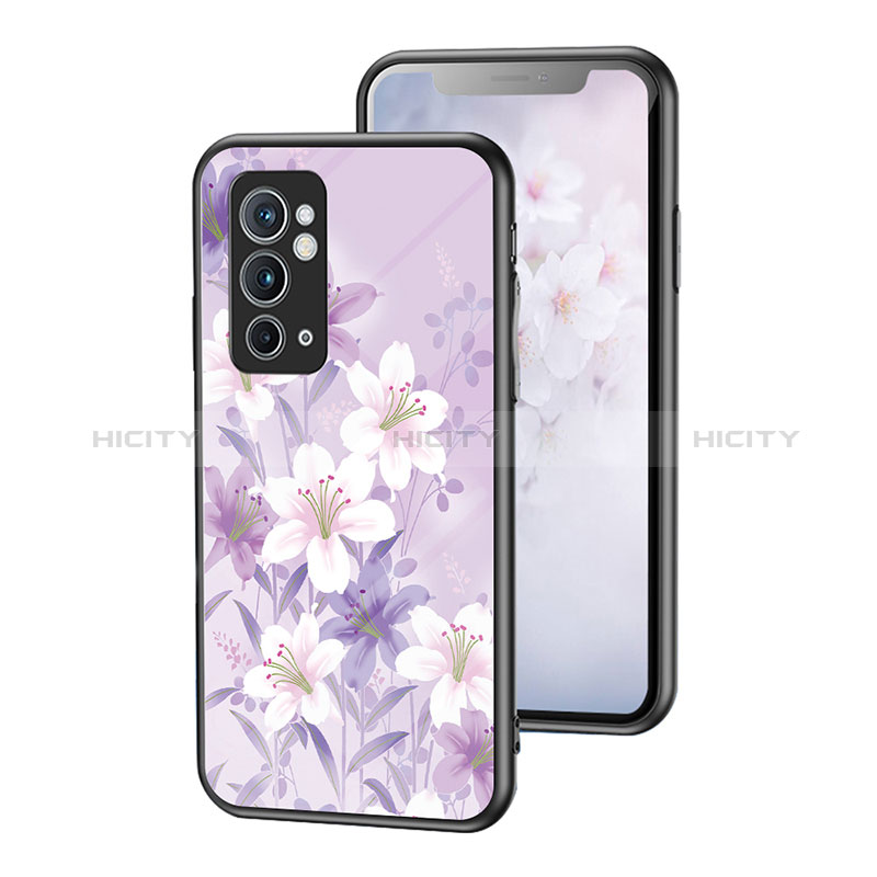 Coque Contour Silicone et Vitre Fleurs Miroir Etui Housse pour OnePlus 9RT 5G Plus