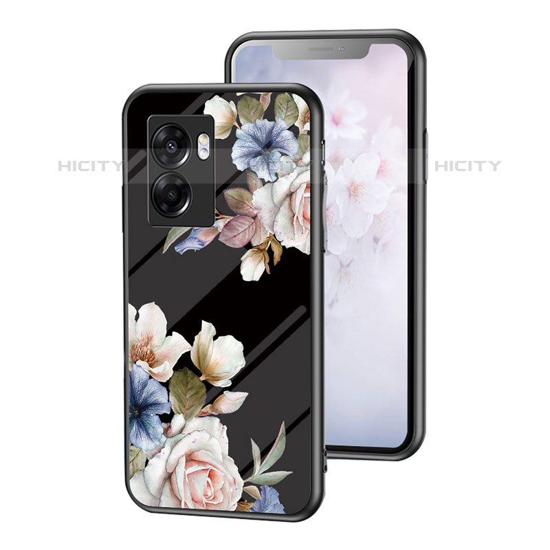 Coque Contour Silicone et Vitre Fleurs Miroir Etui Housse pour OnePlus Nord N300 5G Noir Plus