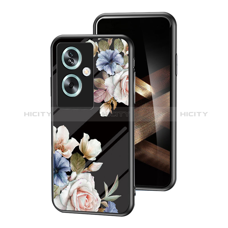 Coque Contour Silicone et Vitre Fleurs Miroir Etui Housse pour Oppo A2 5G Plus