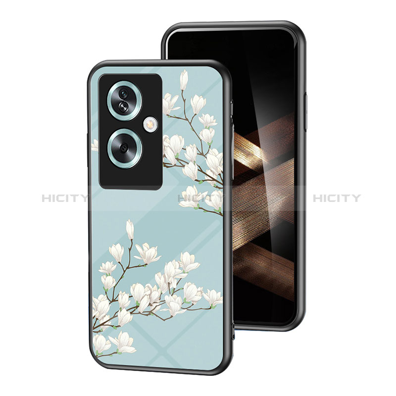 Coque Contour Silicone et Vitre Fleurs Miroir Etui Housse pour Oppo A2 5G Plus