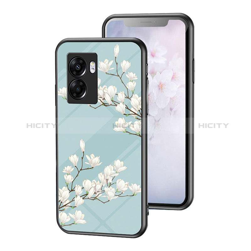 Coque Contour Silicone et Vitre Fleurs Miroir Etui Housse pour Oppo A77 5G Plus