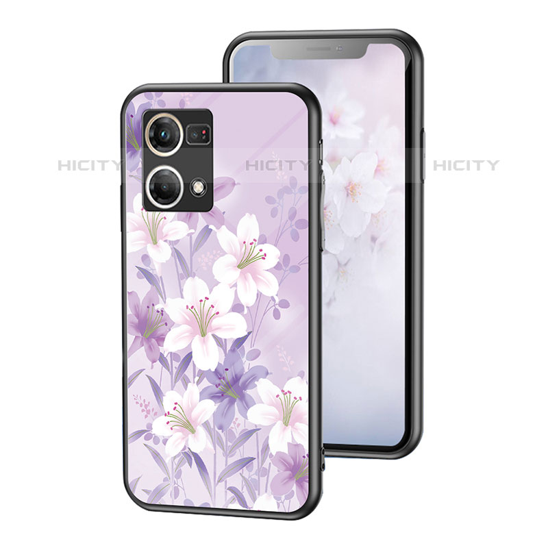 Coque Contour Silicone et Vitre Fleurs Miroir Etui Housse pour Oppo F21 Pro 4G Plus