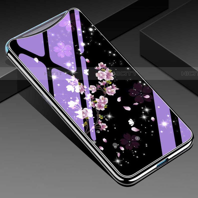 Coque Contour Silicone et Vitre Fleurs Miroir Etui Housse pour Oppo Find X Super Flash Edition Mixte Plus