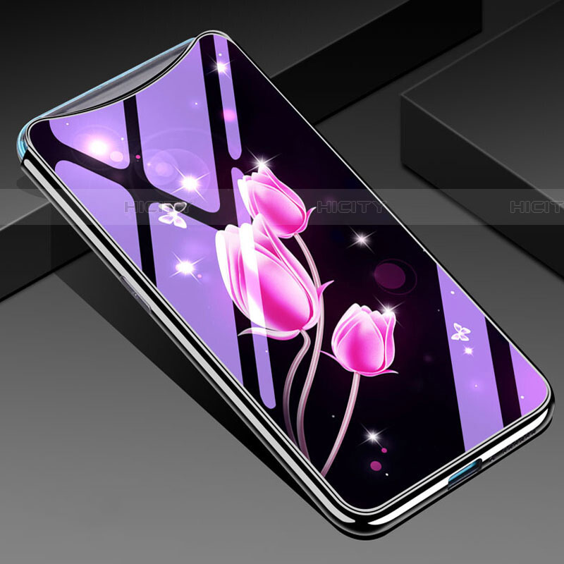 Coque Contour Silicone et Vitre Fleurs Miroir Etui Housse pour Oppo Find X Super Flash Edition Rose Plus