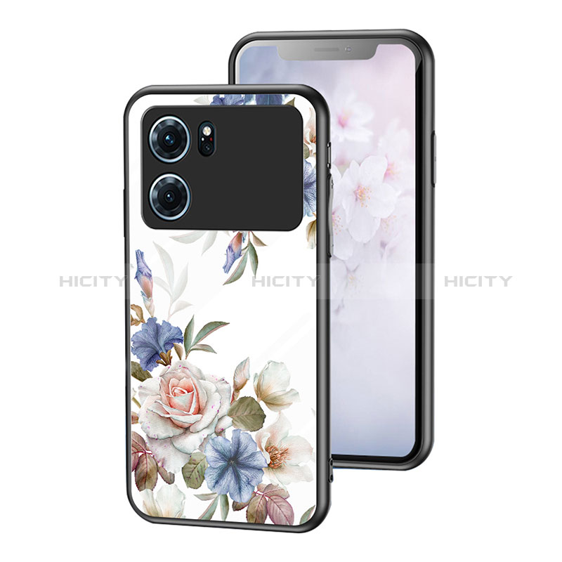 Coque Contour Silicone et Vitre Fleurs Miroir Etui Housse pour Oppo K10 5G Plus