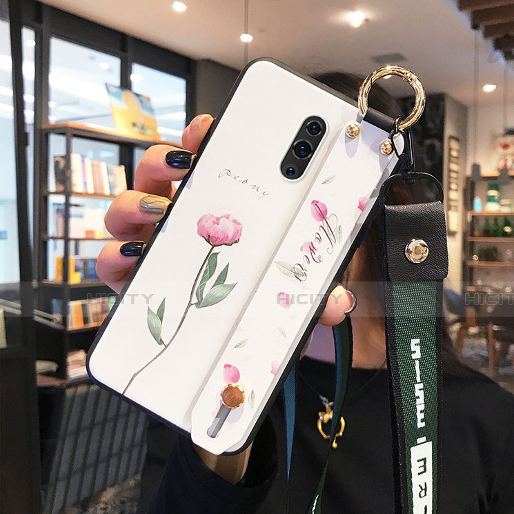 Coque Contour Silicone et Vitre Fleurs Miroir Etui Housse pour Oppo K3 Blanc Plus