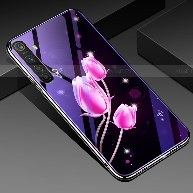 Coque Contour Silicone et Vitre Fleurs Miroir Etui Housse pour Oppo K5 Rose Plus