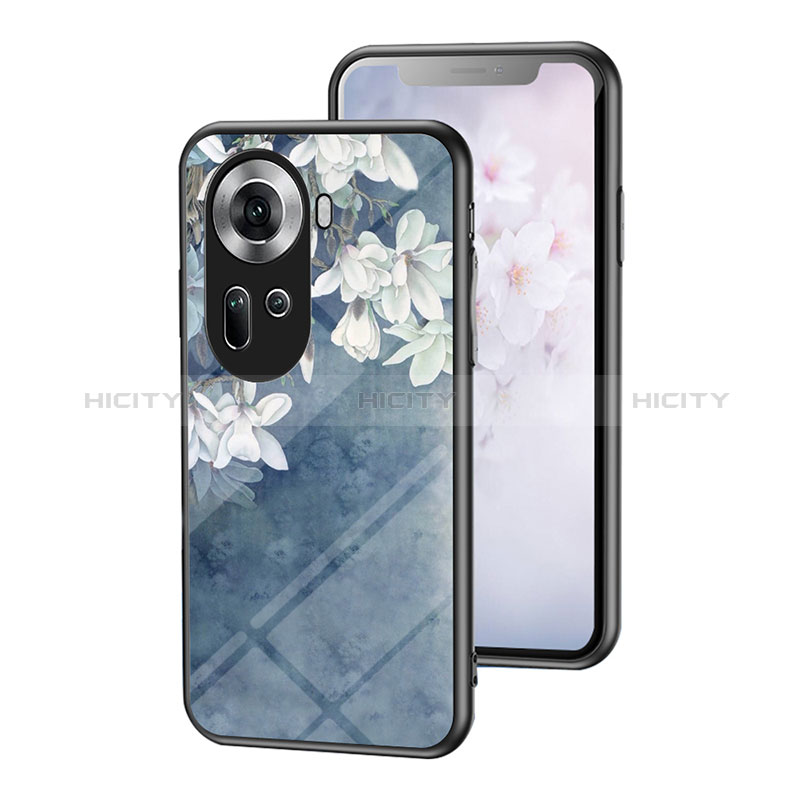 Coque Contour Silicone et Vitre Fleurs Miroir Etui Housse pour Oppo Reno11 5G Plus