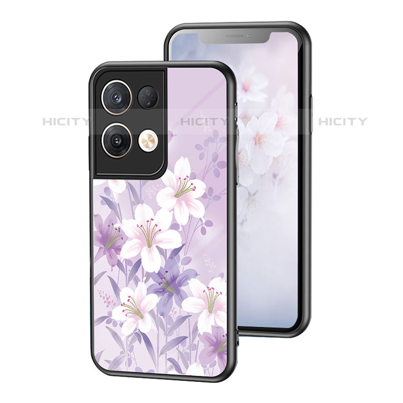 Coque Contour Silicone et Vitre Fleurs Miroir Etui Housse pour Oppo Reno8 Pro+ Plus 5G Plus