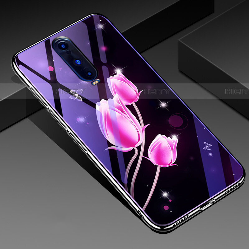 Coque Contour Silicone et Vitre Fleurs Miroir Etui Housse pour Oppo RX17 Pro Plus