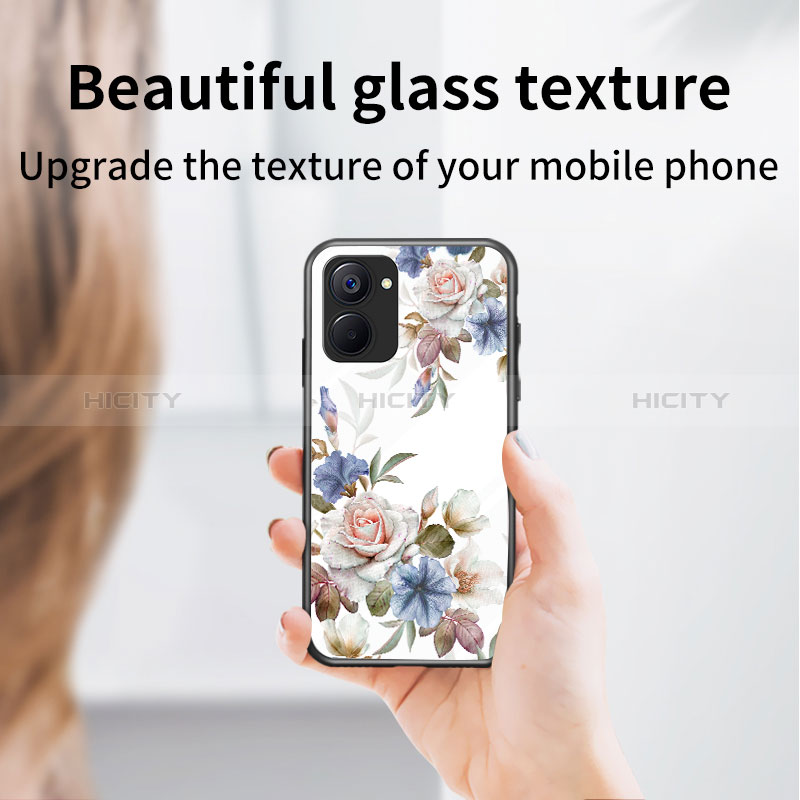 Coque Contour Silicone et Vitre Fleurs Miroir Etui Housse pour Realme 10S 5G Plus