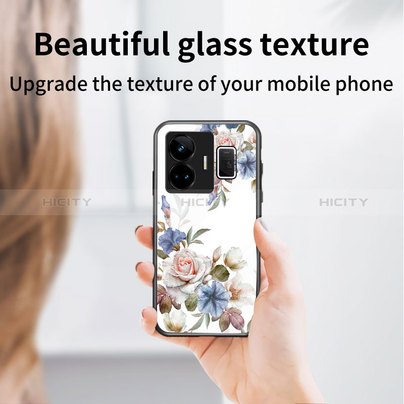 Coque Contour Silicone et Vitre Fleurs Miroir Etui Housse pour Realme GT Neo5 240W 5G Plus