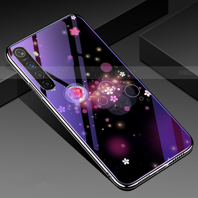 Coque Contour Silicone et Vitre Fleurs Miroir Etui Housse pour Realme XT Plus