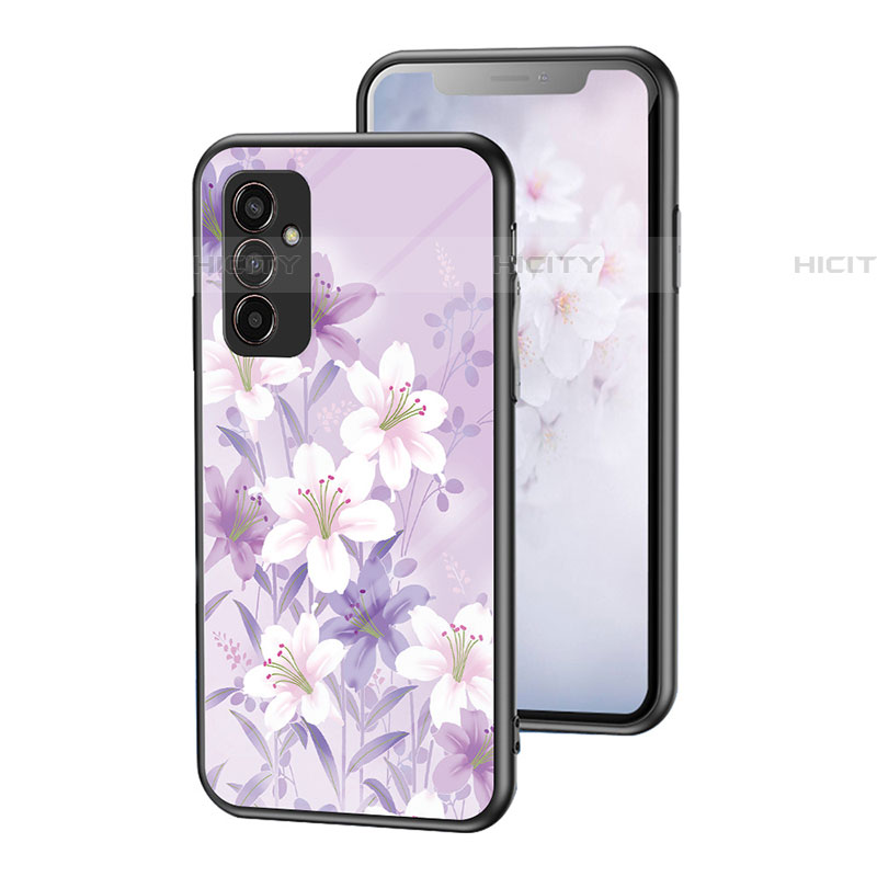 Coque Contour Silicone et Vitre Fleurs Miroir Etui Housse pour Samsung Galaxy F13 4G Plus