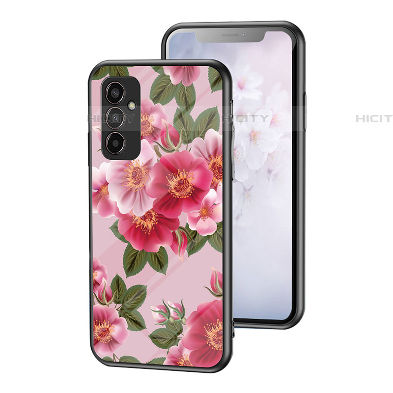 Coque Contour Silicone et Vitre Fleurs Miroir Etui Housse pour Samsung Galaxy F13 4G Plus