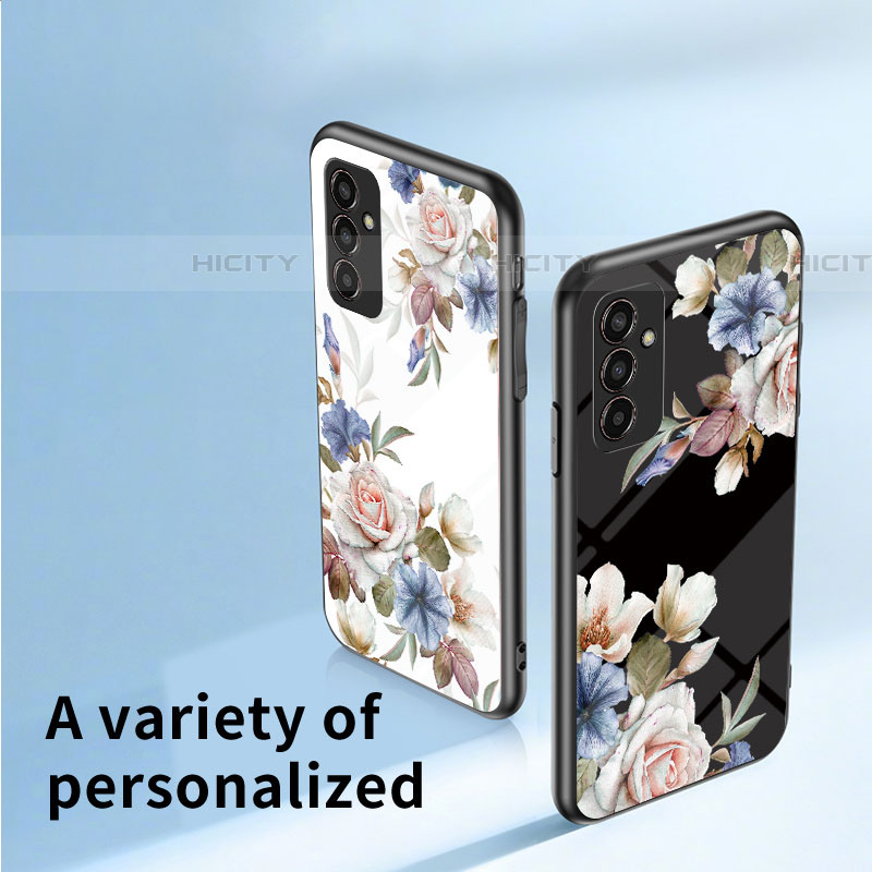 Coque Contour Silicone et Vitre Fleurs Miroir Etui Housse pour Samsung Galaxy F13 4G Plus