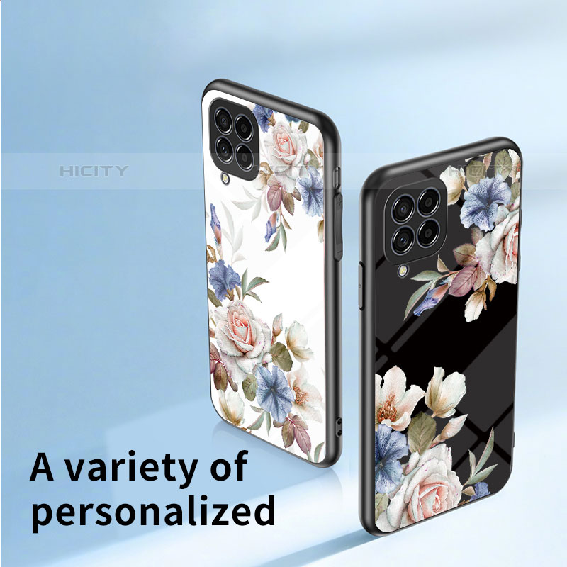 Coque Contour Silicone et Vitre Fleurs Miroir Etui Housse pour Samsung Galaxy M53 5G Plus