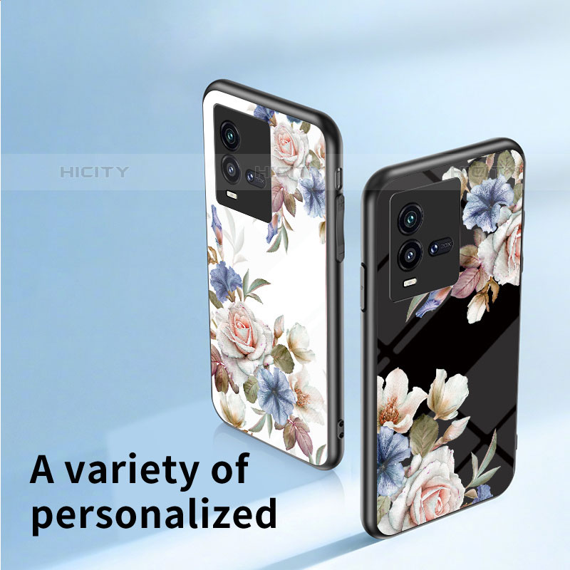 Coque Contour Silicone et Vitre Fleurs Miroir Etui Housse pour Vivo iQOO 9T 5G Plus