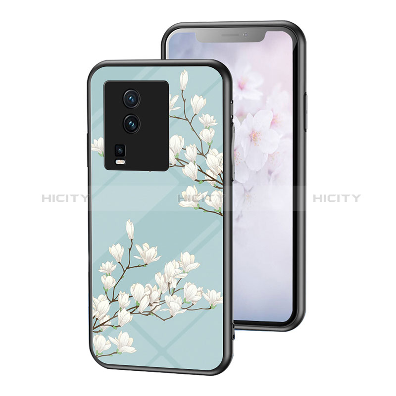 Coque Contour Silicone et Vitre Fleurs Miroir Etui Housse pour Vivo iQOO Neo7 SE Plus