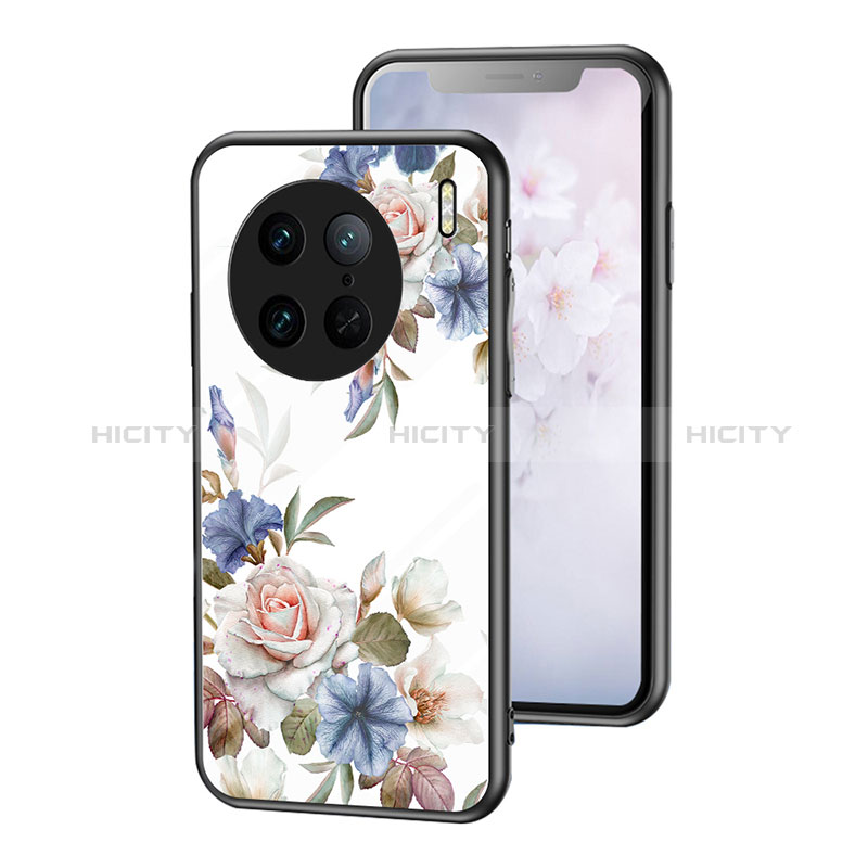 Coque Contour Silicone et Vitre Fleurs Miroir Etui Housse pour Vivo X90 Pro 5G Plus