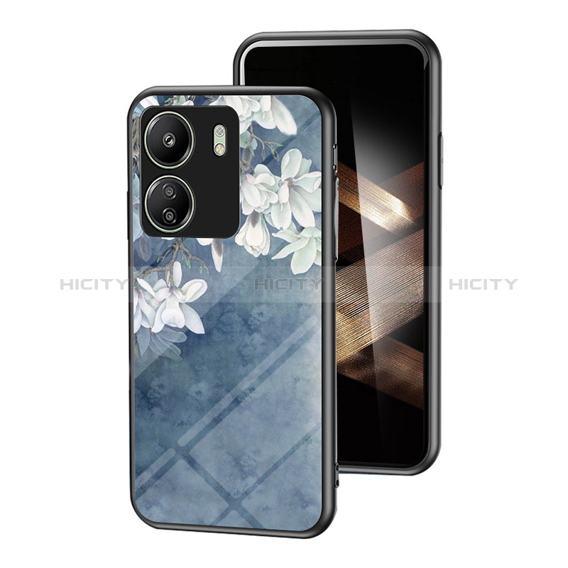 Coque Contour Silicone et Vitre Fleurs Miroir Etui Housse pour Xiaomi Poco C65 Plus