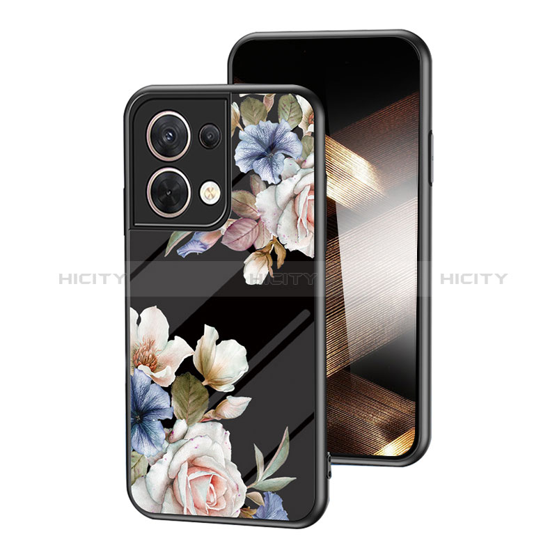 Coque Contour Silicone et Vitre Fleurs Miroir Etui Housse pour Xiaomi Redmi Note 13 5G Noir Plus