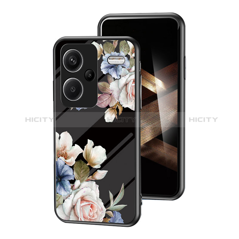 Coque Contour Silicone et Vitre Fleurs Miroir Etui Housse pour Xiaomi Redmi Note 13 Pro+ Plus 5G Plus