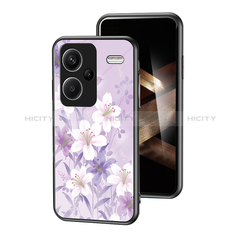 Coque Contour Silicone et Vitre Fleurs Miroir Etui Housse pour Xiaomi Redmi Note 13 Pro+ Plus 5G Plus