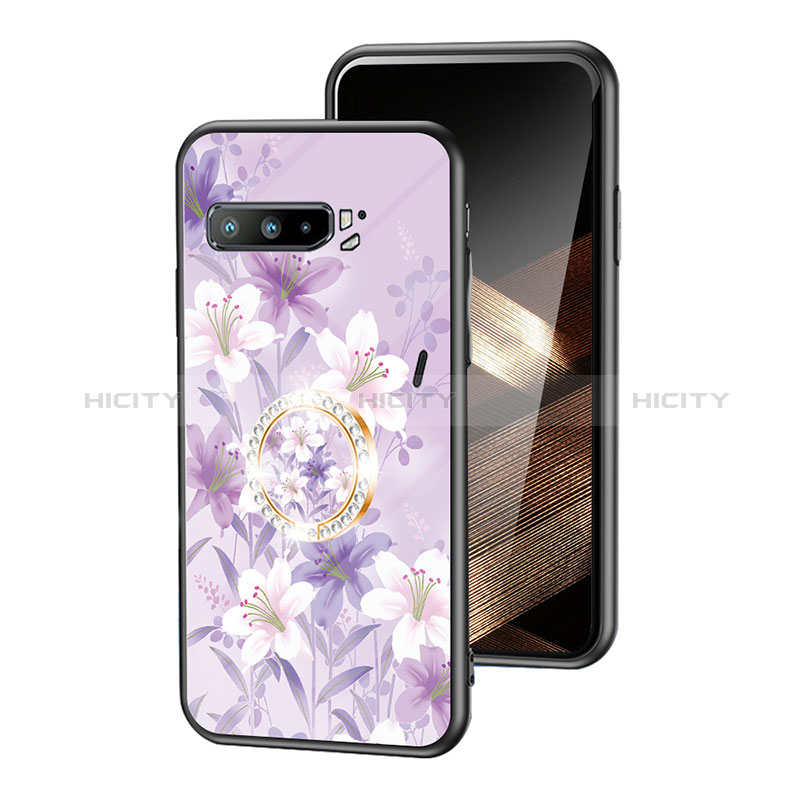 Coque Contour Silicone et Vitre Fleurs Miroir Etui Housse S01 pour Asus ROG Phone 3 Plus